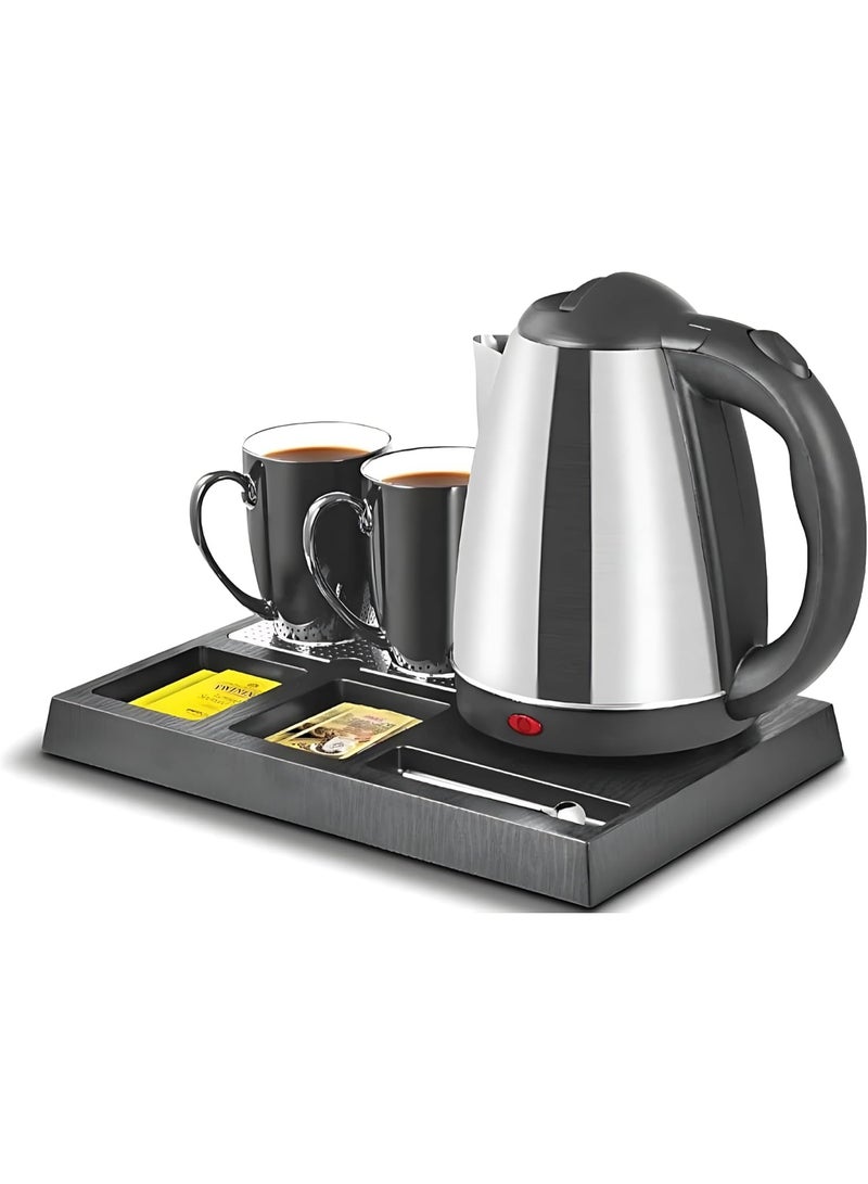 Best Electric Kettle | Luxury Hotel Kettle Set, 1800ml, 1500W, Black/Silver | 1.8L Hotel Kettle Set - Image 1