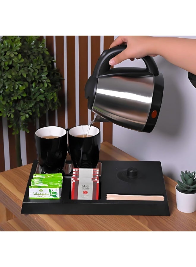 Best Electric Kettle | Luxury Hotel Kettle Set, 1800ml, 1500W, Black/Silver | 1.8L Hotel Kettle Set - Image 3