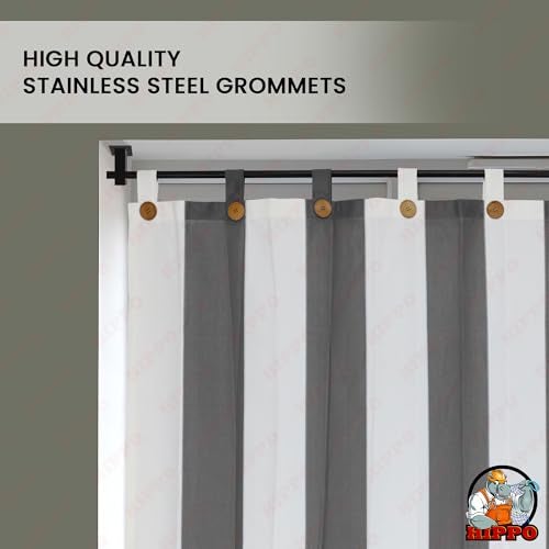 HIPPO High Density Polyethylene Outdoor Stripe Design 180 GSM Sun Blocking Balcony Loop Light-filtering Curtain Sun & UV Protection, Light Filtering for Garden Patio (Grey-White, 4.5FTX7.5FT) - Image 3