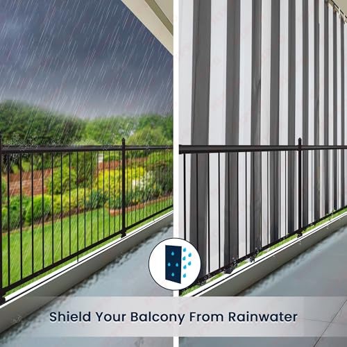 HIPPO High Density Polyethylene Outdoor Stripe Design 180 GSM Sun Blocking Balcony Loop Light-filtering Curtain Sun & UV Protection, Light Filtering for Garden Patio (Grey-White, 4.5FTX7.5FT) - Image 5