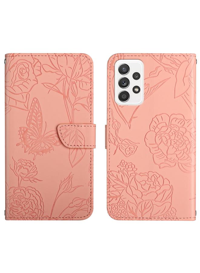 S-TOP Case For Samsung Galaxy A23 4G Skin Feel Butterfly Peony Embossed Leather Phone Case - Image 1