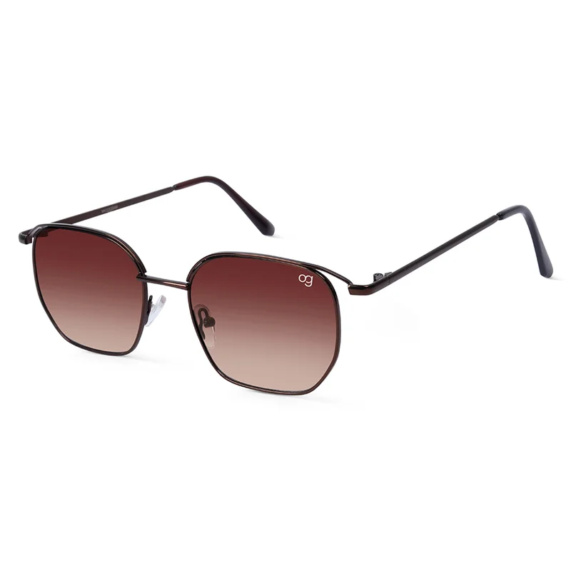 Woggles UV- Protected  Brown Hexagonal Sunglasses