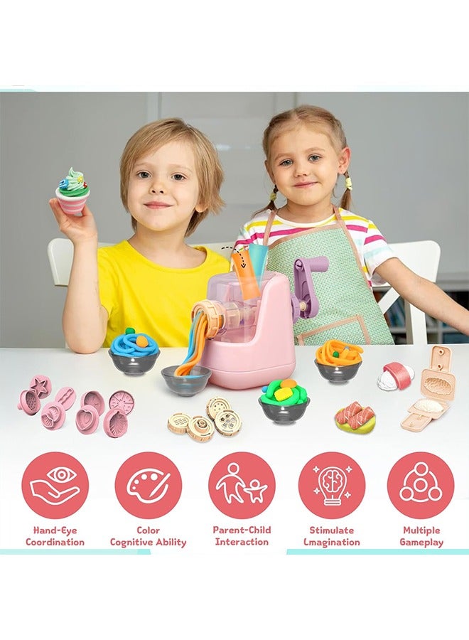 إيزي سو مجموعات عجينة ملونة للأطفال، ماكينة نودلز لأدوات بلاي دو، مجموعات عجينة اللعب للأطفال من سن 4 إلى 8 سنوات، مجموعة إبداعات المطبخ للبنات والأولاد من سن 3 سنوات فما فوق (12 لون عجينة) - Image 5