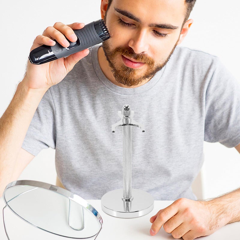 Universal Aluminum Alloy Razor and Shaving Brush Stand Silver Holder 31mm - Image 5