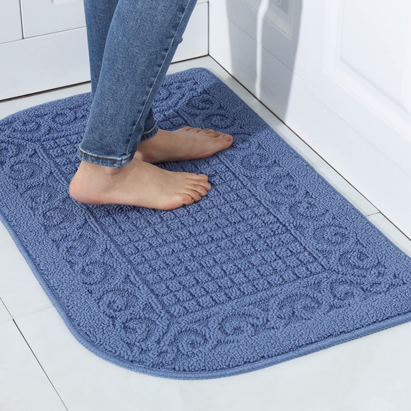 COSY HOMEER COSY HOMEER 32X20 Inch Anti Fatigue Kitchen Rug Mats are Made of 100 Polypropylene Half Round Rug Cushion Specialized in Anti Slippery and Machine Washable 32x20in Blue 1pc