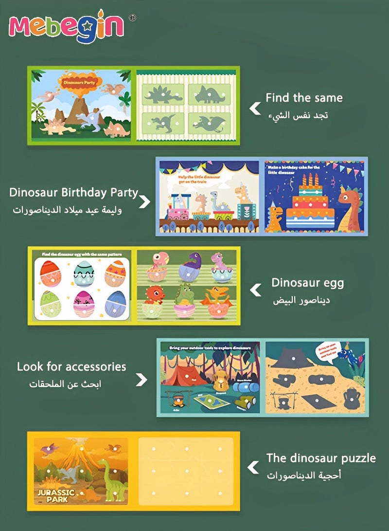 MEBEGIN Quiet Book for Toddlers Preschool Montessori Interactive Dinosaur cognition Quiet Book for 3+ Educational Toy Travel Toy for Boys Girls - Image 5