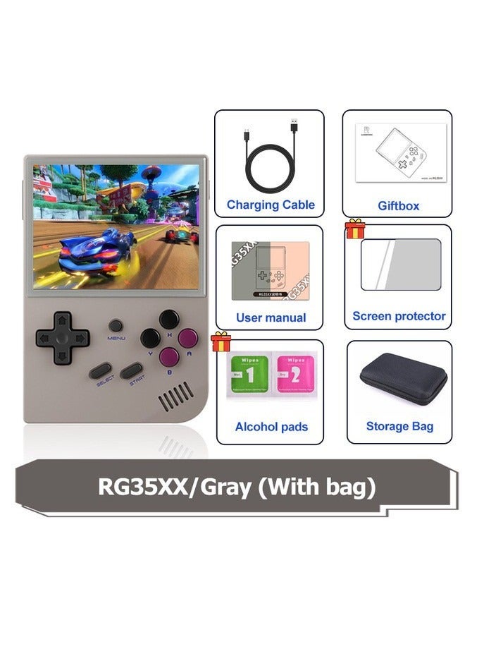 RG35XX Handheld Game Console, 3.5 Inch IPS Screen Linux System Retro Video Games Consoles, Portable Pocket Video Player with 5000+ Games (Grey, 64GB) ﻿ - Image 1
