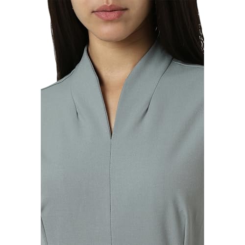 Van Heusen Women Grey Solid Knee Length Formal Dress - Image 5