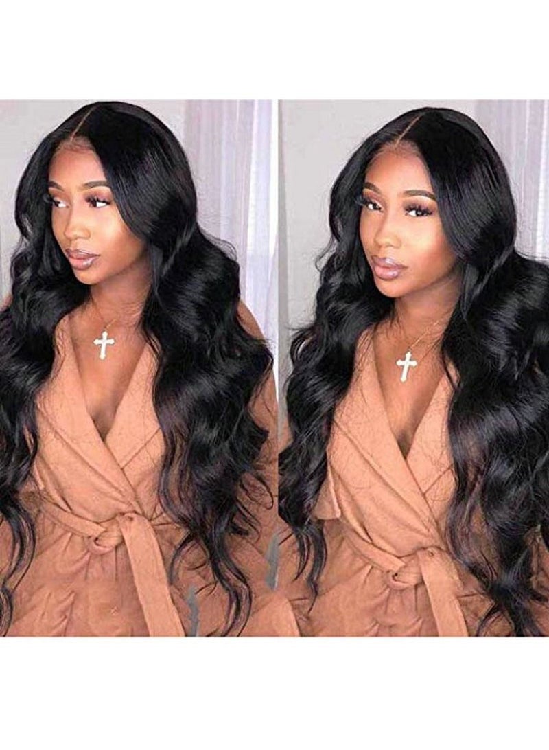 إستيل شعر مستعار مموج بشعر طبيعي مع دانتيل أمامي 13x4 أسود طبيعي - Image 2