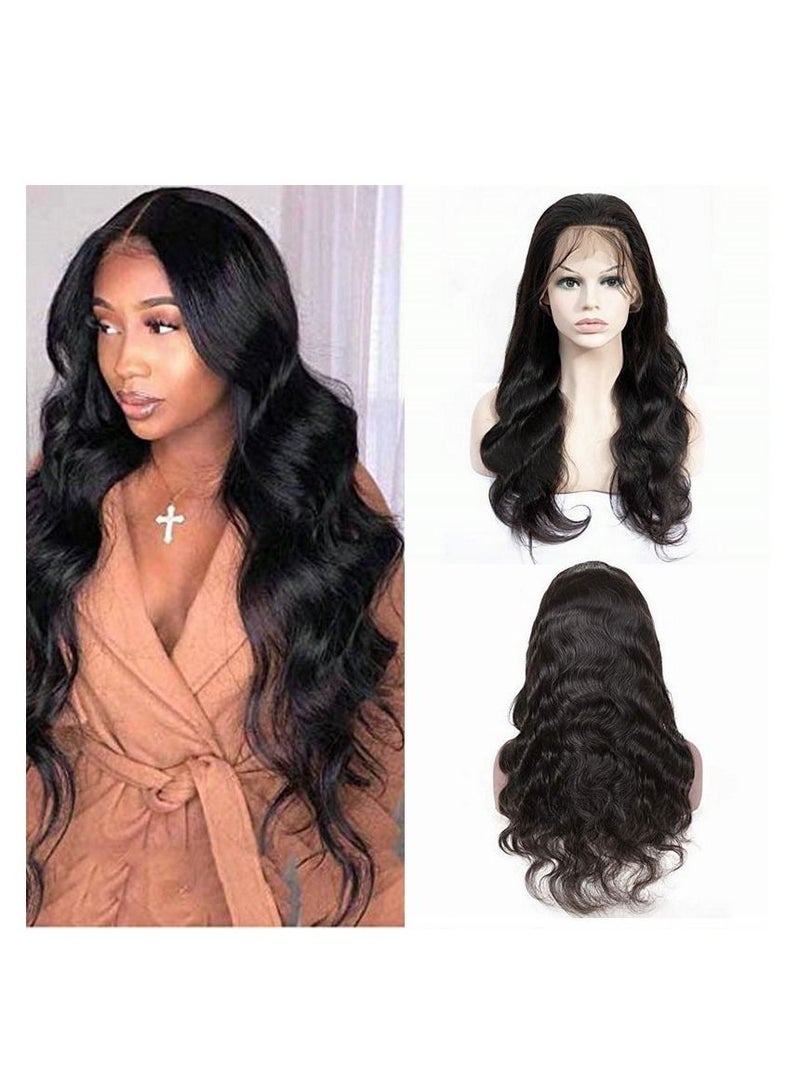 إستيل شعر مستعار مموج بشعر طبيعي مع دانتيل أمامي 13x4 أسود طبيعي - Image 1