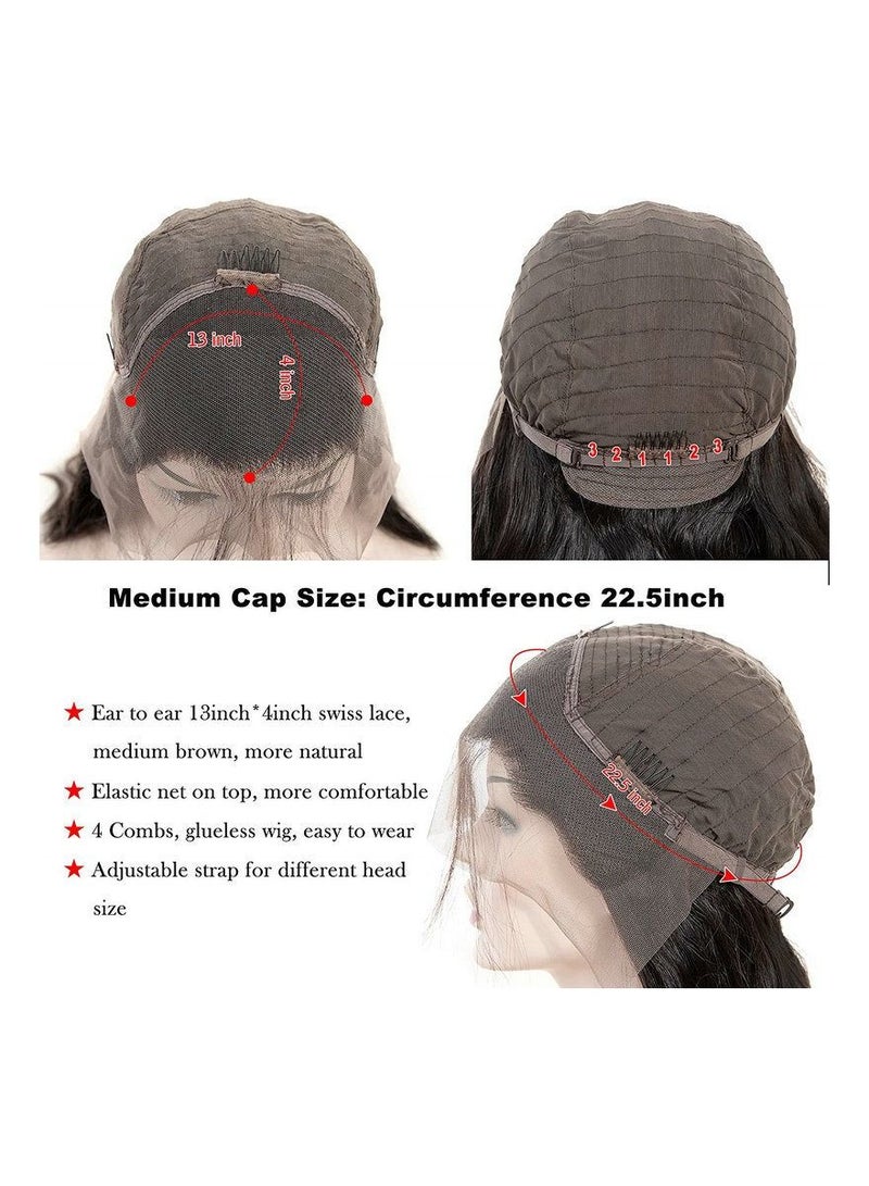 إستيل شعر مستعار مموج بشعر طبيعي مع دانتيل أمامي 13x4 أسود طبيعي - Image 4