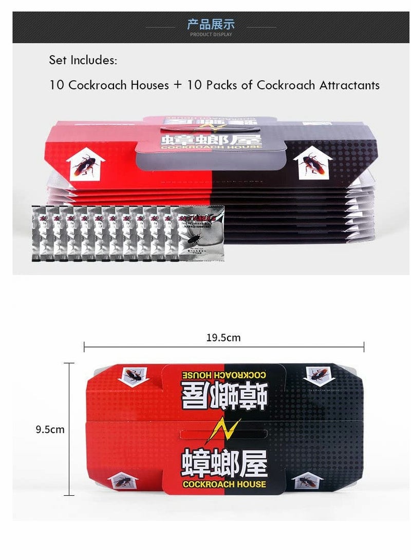 Excefore Cockroach Traps, 10 Pcs Cockroach Trap Killer House Pest Control Strong Sticky Glue Traps with Non-Toxic Bait Premium Spiders Ants Cockroach Killer  - Image 3