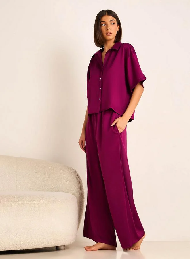 Aadaraya Aadaraya Pyjama Set Button Down Shirt & Trousers