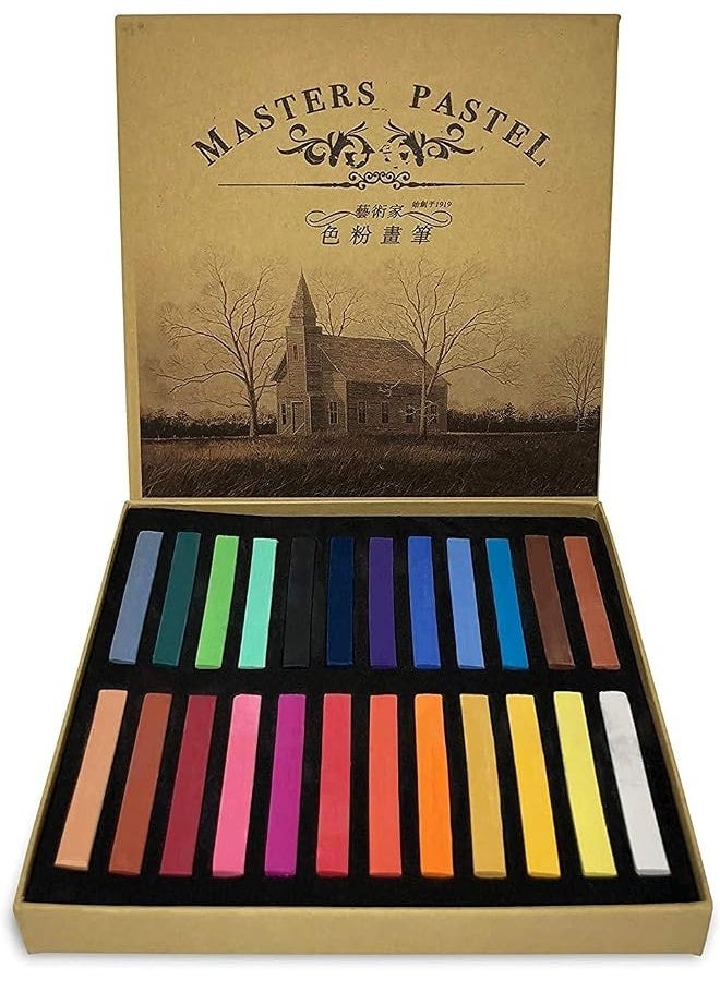 Maries Artist Soft Pastel Set, 24 Fluorescent Colour Chalk Rods - Image 1