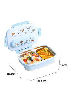 Generic 316 Stainless Steel Insulated Lunch Box Student Cute Compartment Lunch Box Office Worker Portable Lunch Box (Two Compartments Blue)  - Image 2