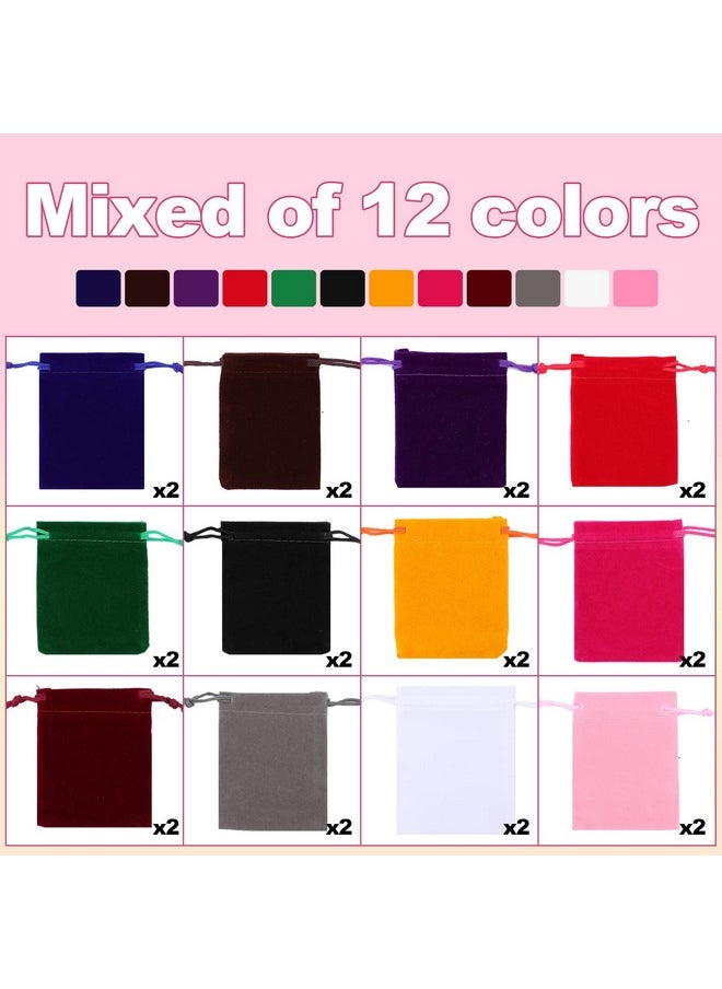 Gelme Nutri 24 Pcs Velvet Drawstring Bags,12 Colors Velvet Jewelry Pouches,Small Velvet Pouch,2.8''X3.5'' Velvet Gift Bags,Velvet Jewelry Bags With Drawstring For Wedding Favors,Gifts,Event Supplies Party Favors  - Image 4