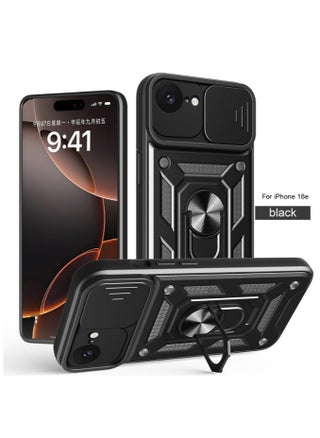 for iPhone 16e Case, Slide Camera Lens Cover, Magnetic Ring Holder Kickstand Protective Phone Case for iPhone 16e, Black - pzsku/ZAF9CEC9D49664E2EEBC9Z/45/1742950299/93e1437f-34e6-48df-9a4d-79800c89e78b