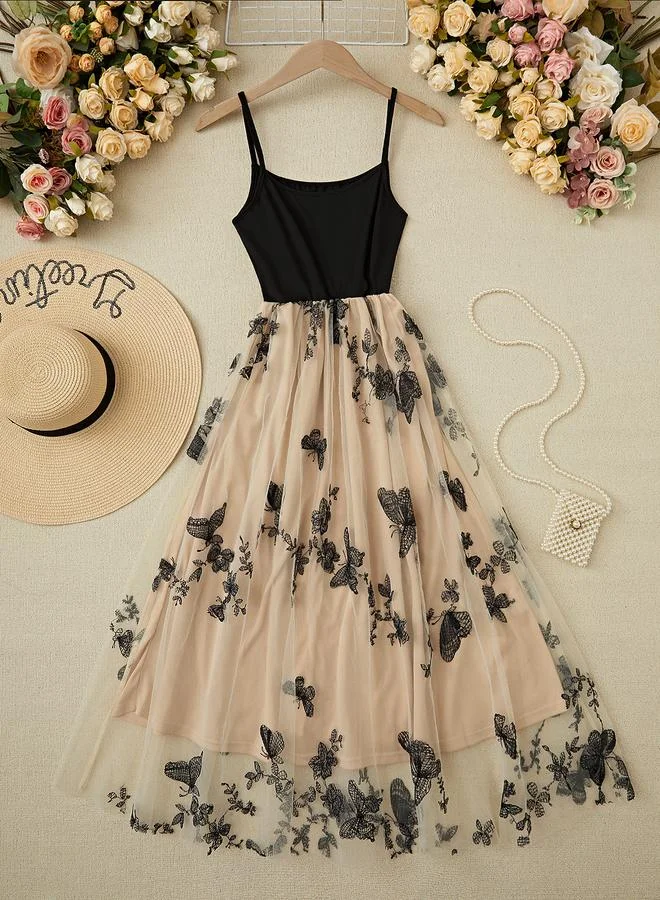 Take Two Multi Embroidered Butterfly A-Line Midi Dress
