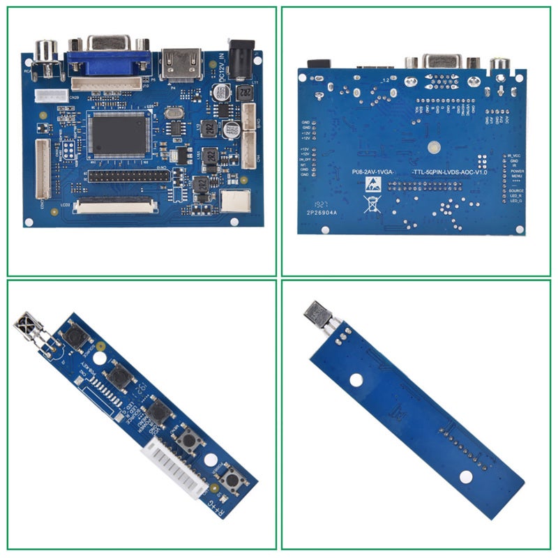 LCD Controller Board: 800x480 Resolution, Black, Multi-Port HDMI VGA 2AV - 100% Brand New High Quality, AT070TN94 Driver for DIY Monitor Projects Car Display Upgrades Raspberry Pi Setups - Image 4