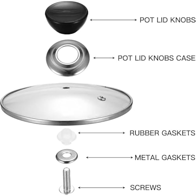 أكس سبرينج مجموعة من 10 مقابض استبدال عالمية لأغطية الأواني بتصميم مقاوم للحرارة، متوافقة مع معظم أغطية أواني الطهي، ملحقات مطبخ متينة للأواني وأطباق الكسرولة - Image 3