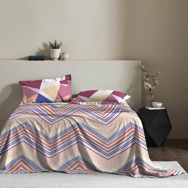 Trident TRIDENT Carnival Gift Box Collection 100 Cotton Bed Sheet 3Piece Set 1 Bedsheet and 2 Pillowcases Anti Microbial Finish 144 Thread CountQueen Size SheetBenett Corel  - Image 2
