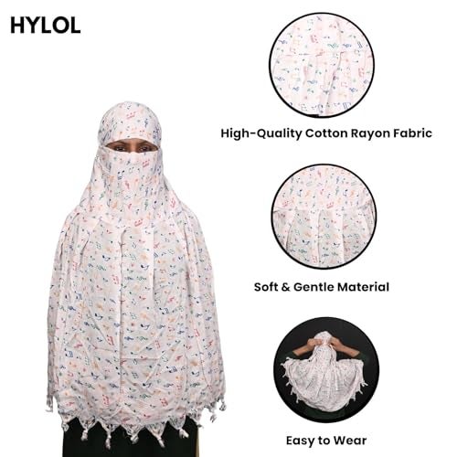 HYLOL Pure Cotton Female Innovative Stylish Music Printed Pattern Fancy Scarf With Sun Protection Cover Face Cotton Mask For Women's And Girls, White - Image 4