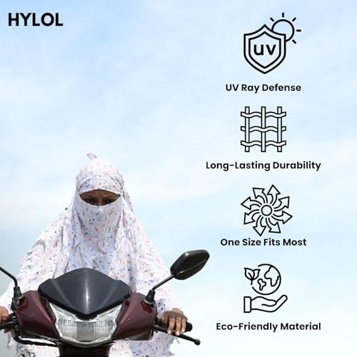 HYLOL Pure Cotton Female Innovative Stylish Music Printed Pattern Fancy Scarf With Sun Protection Cover Face Cotton Mask For Women's And Girls, White - Image 3