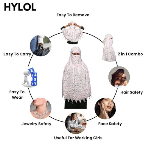 HYLOL Pure Cotton Female Innovative Stylish Music Printed Pattern Fancy Scarf With Sun Protection Cover Face Cotton Mask For Women's And Girls, White - Image 5