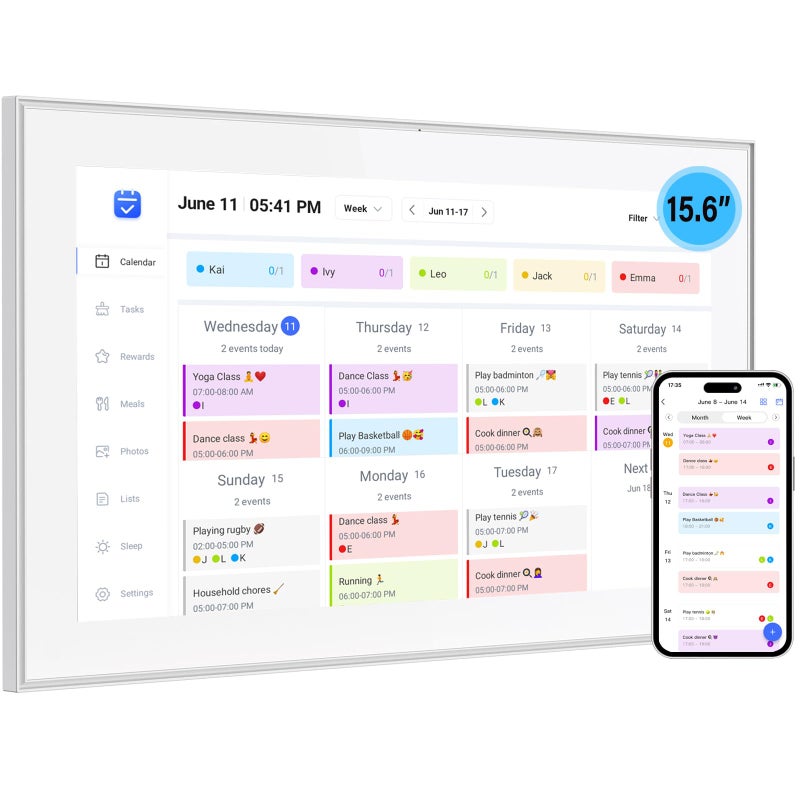akimart 156 inch Wall Planner Digital Calendar Chore Chart Smart Touchscreen Display for Family Schedules Hearth Display Digital Calendar Digital Photo Frame Great for Organizing Your 2025 Calendar - Image 2
