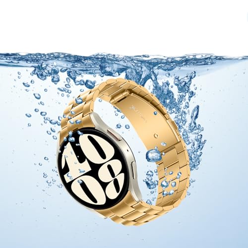 Anlinser No Gap Bands Compatible with Samsung Galaxy Watch 7/6/5/4/FE Band 44mm 40mm/Watch 6 Classic Band 47mm 43mm/Watch 5 Pro 45mm/Watch 4 Classic, 20mm Metal Strap for Women Men, Gold - Image 4