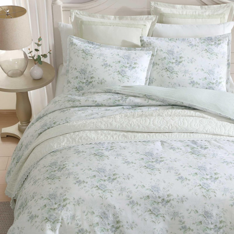 Laura Ashley - Duvet Cover Set, Super Soft Bedding with Matching Shams, Serene Watercolor Floral Design, Elegant and Feminine Aesthetic (Arundel Grey, Full/Queen) - Image 4