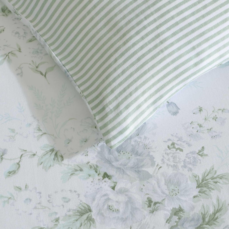 Laura Ashley - Duvet Cover Set, Super Soft Bedding with Matching Shams, Serene Watercolor Floral Design, Elegant and Feminine Aesthetic (Arundel Grey, Full/Queen) - Image 5