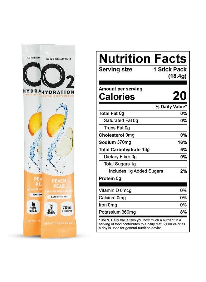 Hydration Mix Peach Pear Hydration Powder Packets ; Great Tasting ; Low Sugar Recovery Drink ; Easy Open Single Serving Stick ; Gluten Free (Peach Pear 30 Count)