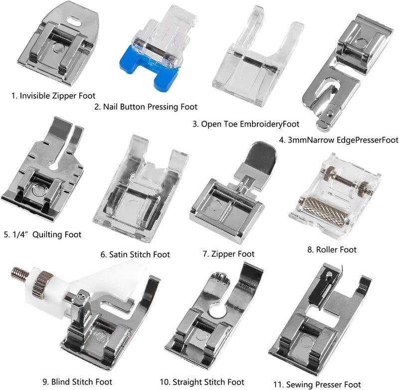AITIAO 11Pcs Presser Feet Set Snap On Sewing Machine Presser Foot kit Household DIY Spare Parts Accessories for Most Low Shank Sewing Machine - Image 2