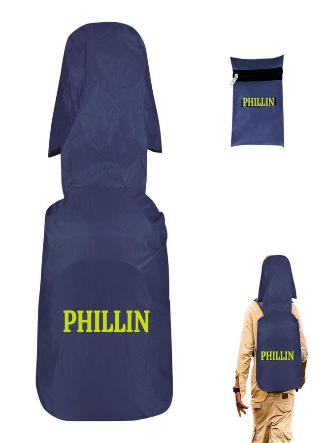 PHILLIN Rain Cover for Backpack with Elastic Adjustable and Carrying Pouch Dustproof Waterproof Laptop Bag Protector Travel Accessories 35-45 Liter Hoddy Style (Navy Blue) - Image 1