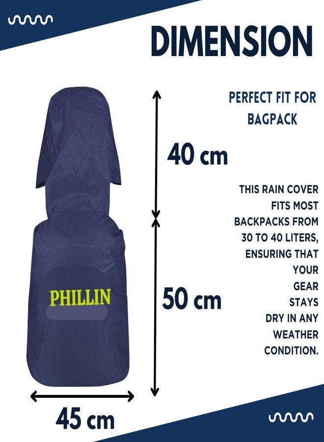 PHILLIN Rain Cover for Backpack with Elastic Adjustable and Carrying Pouch Dustproof Waterproof Laptop Bag Protector Travel Accessories 35-45 Liter Hoddy Style (Navy Blue) - Image 5