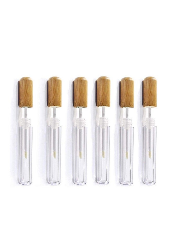 Healthcom 6 Pieces 6Ml Bamboo Lip Gloss Tubes Empty Refillable Plastic Lip Balm Bottles Vials With Wand Diy Lipstick Tubes Lipgloss Tube Travel Cosmetic Container Samples For Girl Women Makeup - Image 1