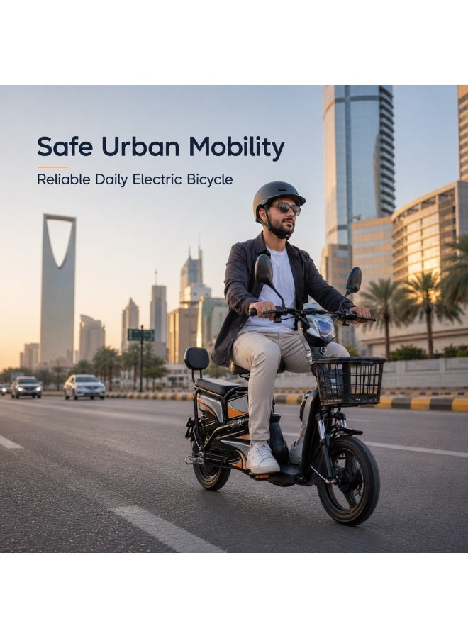 Crony W6 black Commercial Food Delivery Electric Scooter with Dual Seat & Full Front-Rear Suspension, 350W High Power Motor, 25-35km/h Max Speed, 30-40km Long Range, 48V 12AH Detachable Battery, 150KG Heavy Load,  E-Scooter with Delivery Basket for Restaurant Takeaway Business Electric Mobility Scooter Urban Commuter - Image 1