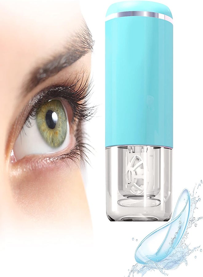 Ultrasonic Contact Lens Cleaner Intelligent Cleaning Machine for Soft and Rigid RGP Contact Lenses Portable Contact Lenses Cleaners Case Soft Contact Lenses for Traveling/Home (Blue) - Image 1