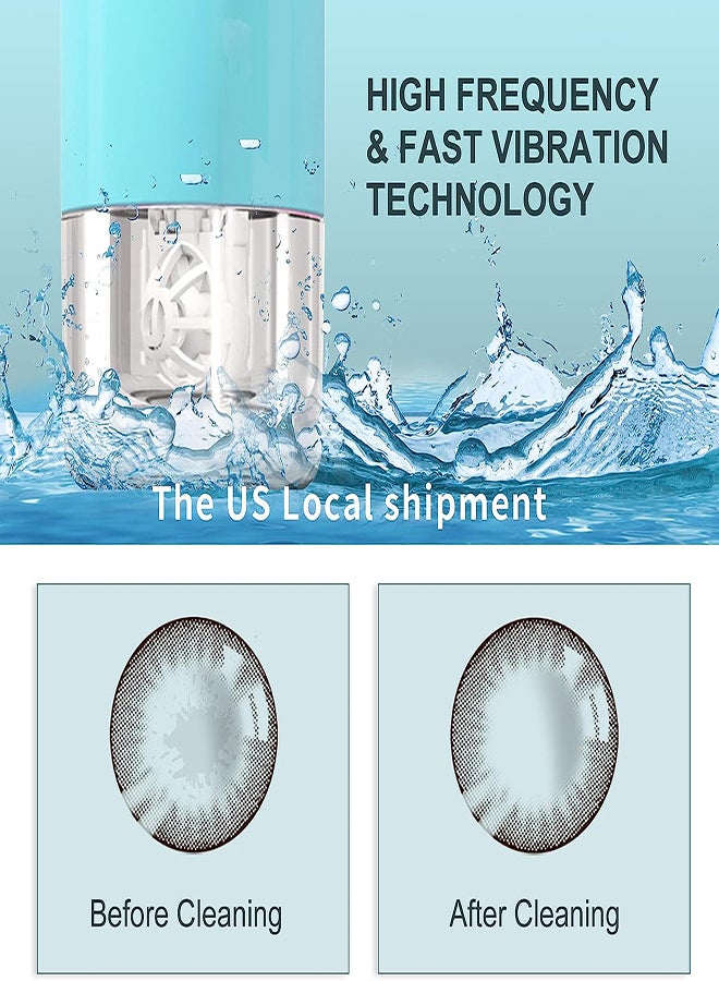Ultrasonic Contact Lens Cleaner Intelligent Cleaning Machine for Soft and Rigid RGP Contact Lenses Portable Contact Lenses Cleaners Case Soft Contact Lenses for Traveling/Home (Blue) - Image 2