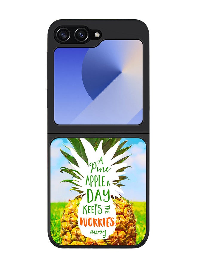 Stylizedd Rugged Black edge case for Samsung Galaxy Z Flip7 FE, Slim fit Soft Case Flexible Rubber Edges Anti Drop TPU Gel Thin Cover -  Pineapple A Day - Image 1