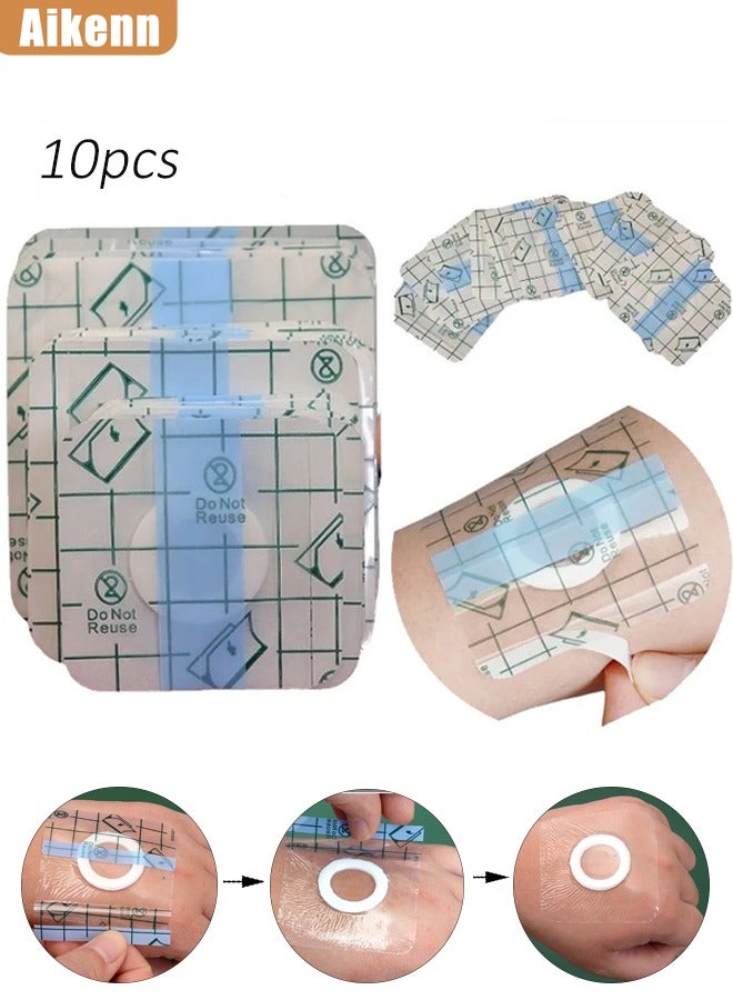 Aikenn Hollow patch fixed patch breathable tape, transparent film dressing, PU film waterproof sticker, second layer of skin healing protection bandage elastic antibacterial wound tape transparent care tape for cuts, scratches and various wounds waterproof care (10*10cm)  - Image 1