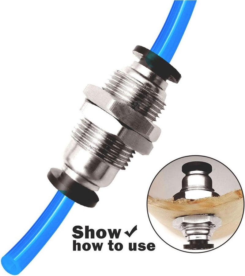 beduan Pneumatic Plastic Bulkhead Union Fitting 3/8 inch Tube OD x 3/8 inch Tube OD Push to Connect Air Fitting (Pack of 5) - Image 2