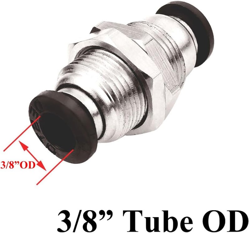 beduan Pneumatic Plastic Bulkhead Union Fitting 3/8 inch Tube OD x 3/8 inch Tube OD Push to Connect Air Fitting (Pack of 5) - Image 4