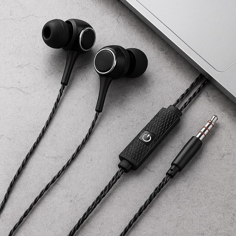Fitto K28 Black Wired in-Earphone Stereophonic Sound With Mic, Built-in Microphone, Bass, 3.5mm Jack, Suitable For All Mobile Phones, Android & Mac Mobiles, Ear Phone, Music - Image 2