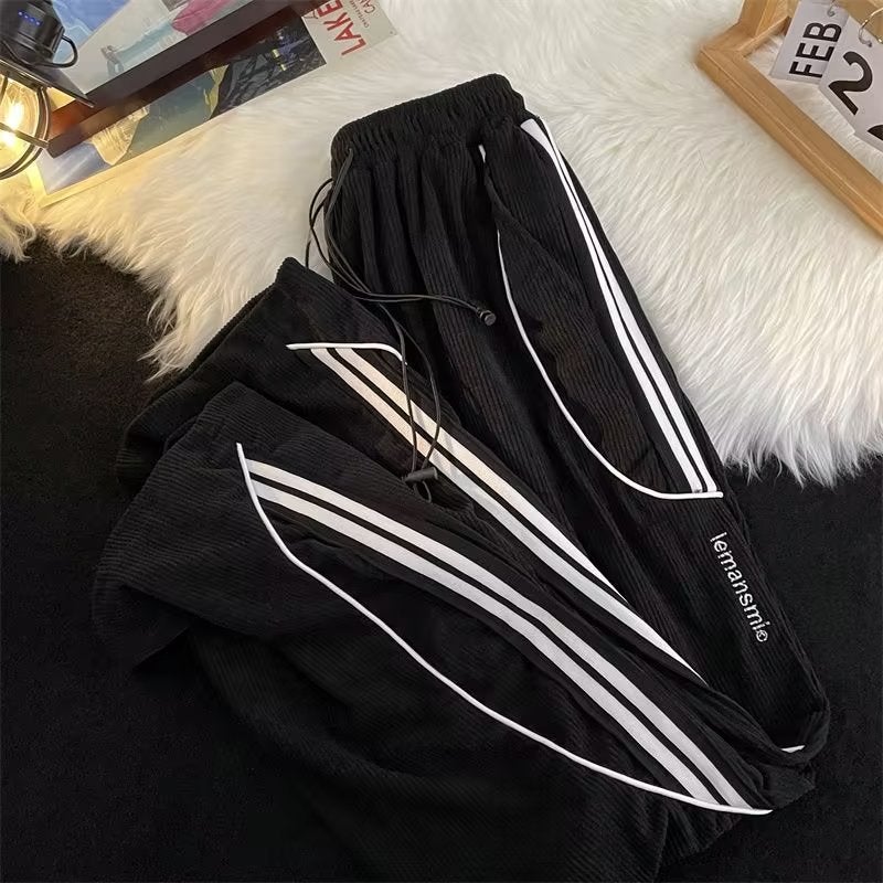 High-Grade Sense Vintage Side Stripe Sports Casual Pants Boys Summer Fashion All-Match Wide-Leg Pants Ins - Image 3