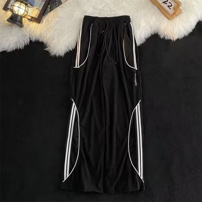 High-Grade Sense Vintage Side Stripe Sports Casual Pants Boys Summer Fashion All-Match Wide-Leg Pants Ins - Image 1