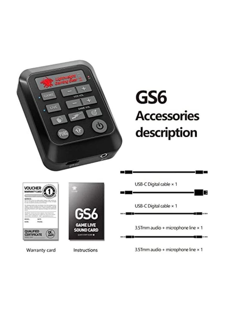 Plextone - Plextone GS6 Game Live Dual Mode Sound Card Mixer Streaming with 3.5mm Interface, USB-C Interface Game Sound Card Digital Vox Modification For PC/Laptop/Mobile Phones. - Image 1