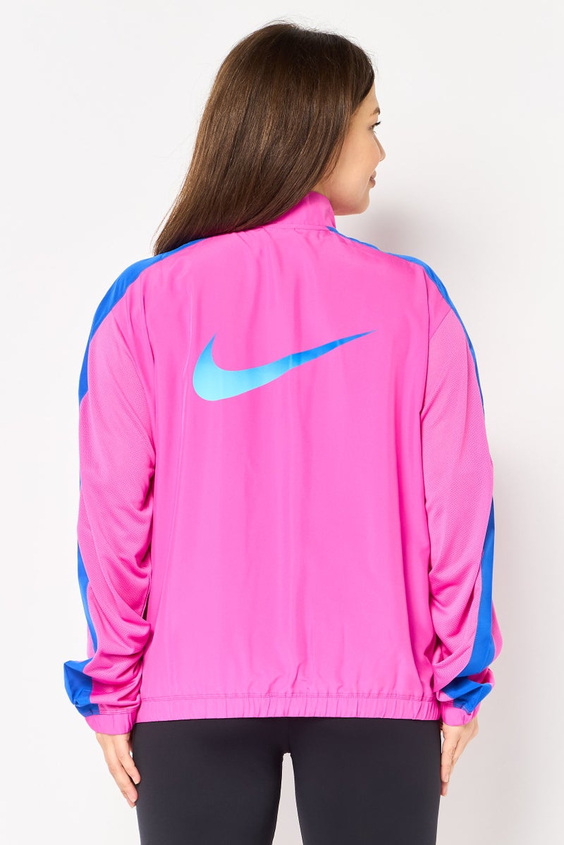 Nike جاكيت تدريب طويل الأكمام فضفاض للنساء، فوشيا - Image 4
