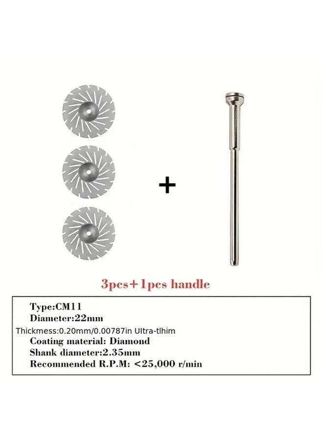 CM11 3pcs 1 Shank 0 20mm Thin Diamond Grinding Discs Double Sided Polishing Wheels - Image 1